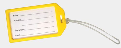 plastic luggage tag