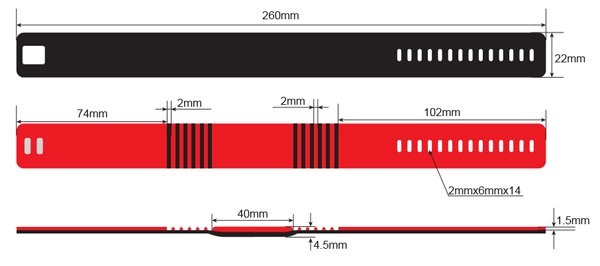 OP074 RFID Silicone Wristband Size